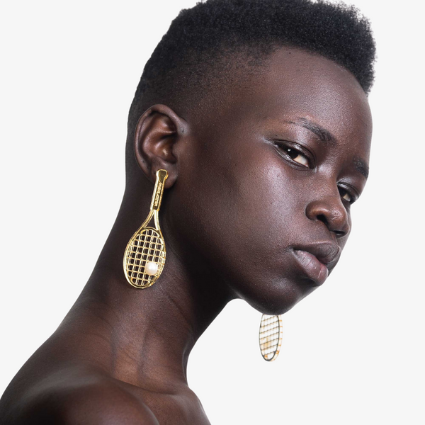 melody ehsani life is a racket earrings (gold)