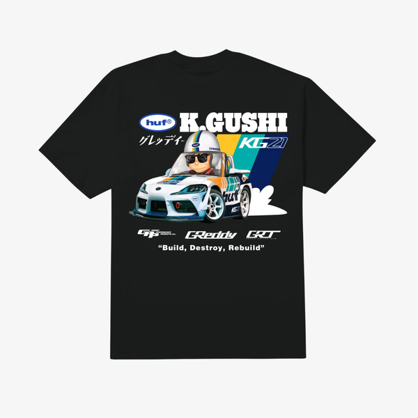 mens huf x greddy gushi s/s tee (black)