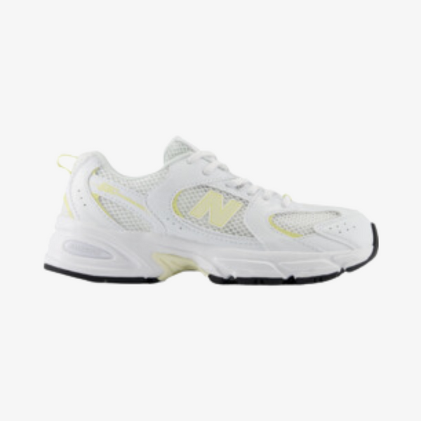 gradeschool new balance 530 (white/yellow)