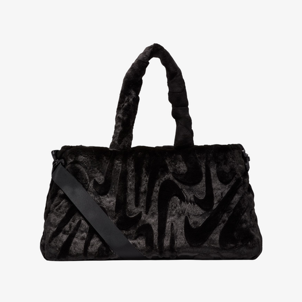 nike sportswear faux fur tote 10L (black/metallic silver)