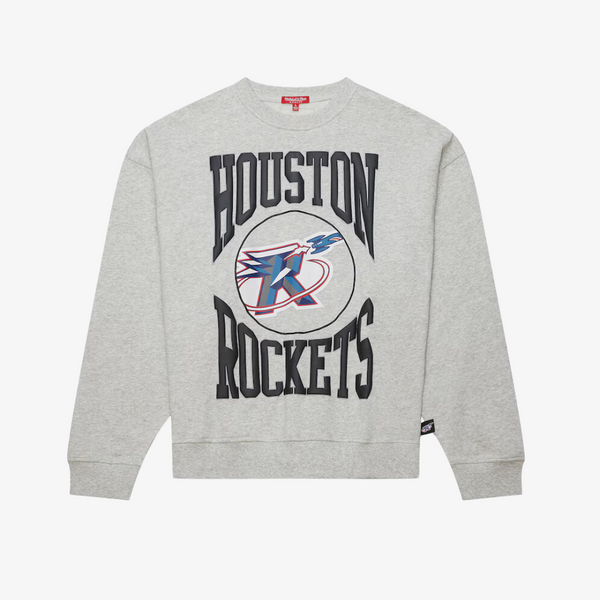 womens mitchell and ness nba logo lightweight crew 3.0 rockets (grey/blue)