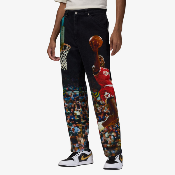 mens jordan printed twill pants (black)