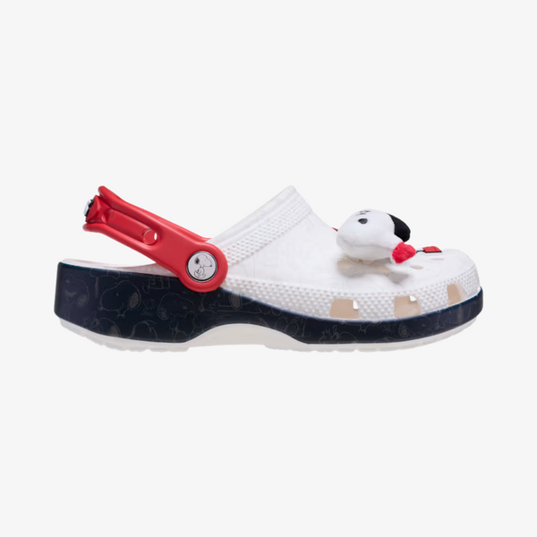 preschool crocs x peanuts classic clog (white/black)