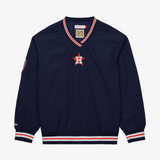 mens mitchell and ness houston astros classic v-neck pullover (navy/orange)