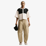 womens nike sportswear oversized s/s polo (black/chalk)