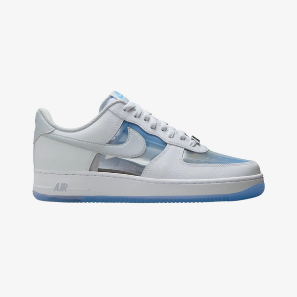 mens nike air force 1 retro (white/pure platinum/university blue)