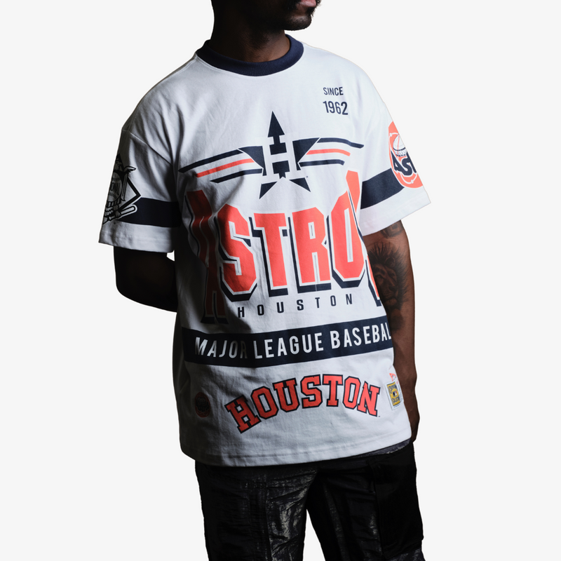 mens mitchell and ness astros team origins s/s tee (white)