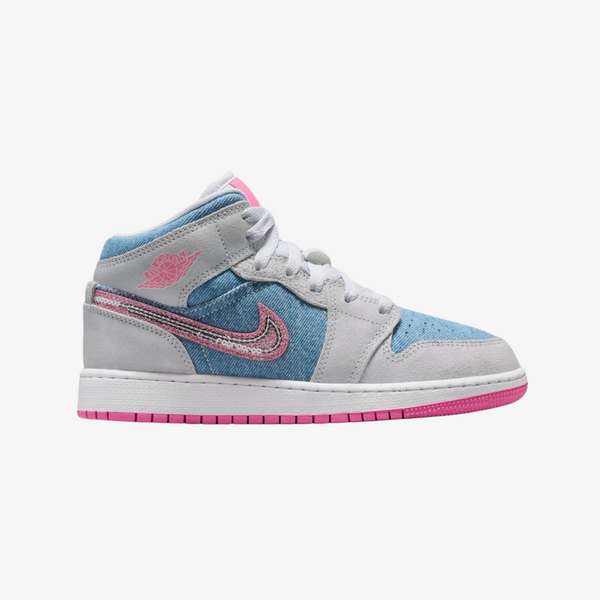 gradeschool jordan 1 mid se (cobalt bilss/pink glow)