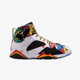 mens jordan 7 retro "miró" (white/metallic gold-sport red)