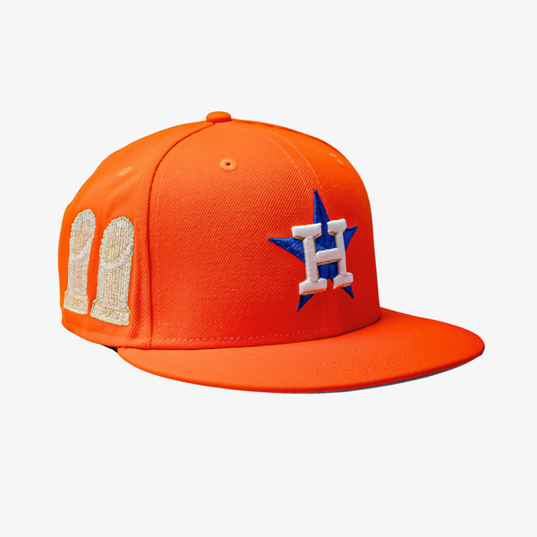 Houston Astros orange cap with a logo on a white background