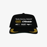 mens huf x greddy team snapback (black)