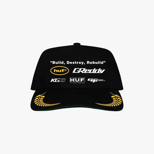 mens huf x greddy team snapback (black)
