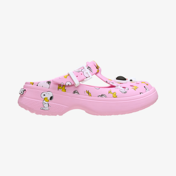 womens crocs x peanuts mary jane clog (pink)