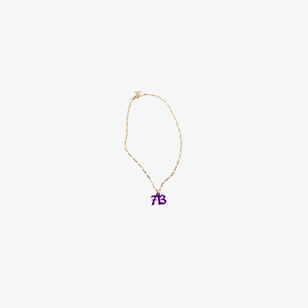 melody ehsani old english '713' necklace (gold/purple)