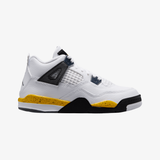 preschool jordan 4 retro (white/tour yellow-dark blue grey-black)