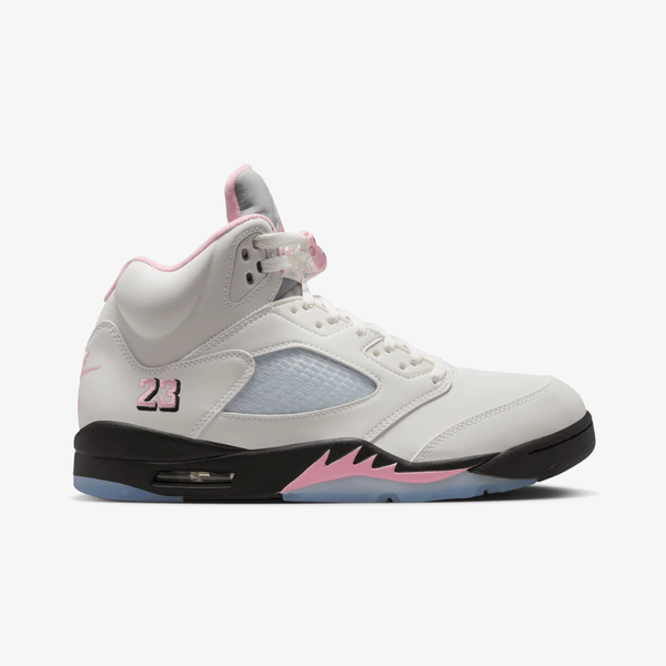 mens jordan 5 retro (white/medium soft pink)
