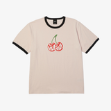 mens huf cherries ringer tee (dusty pink)