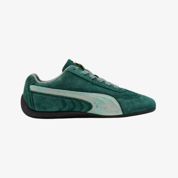 womens puma speed cat never worn (dark myrtle/green)