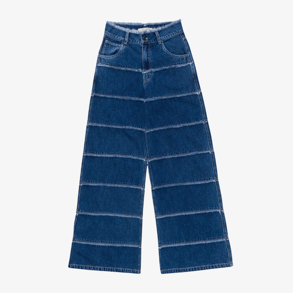 womens honor the gift wide leg panel denim pants (indigo)