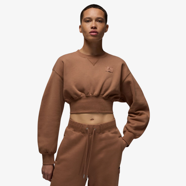 womens jordan flight fleece crewneck (brown)