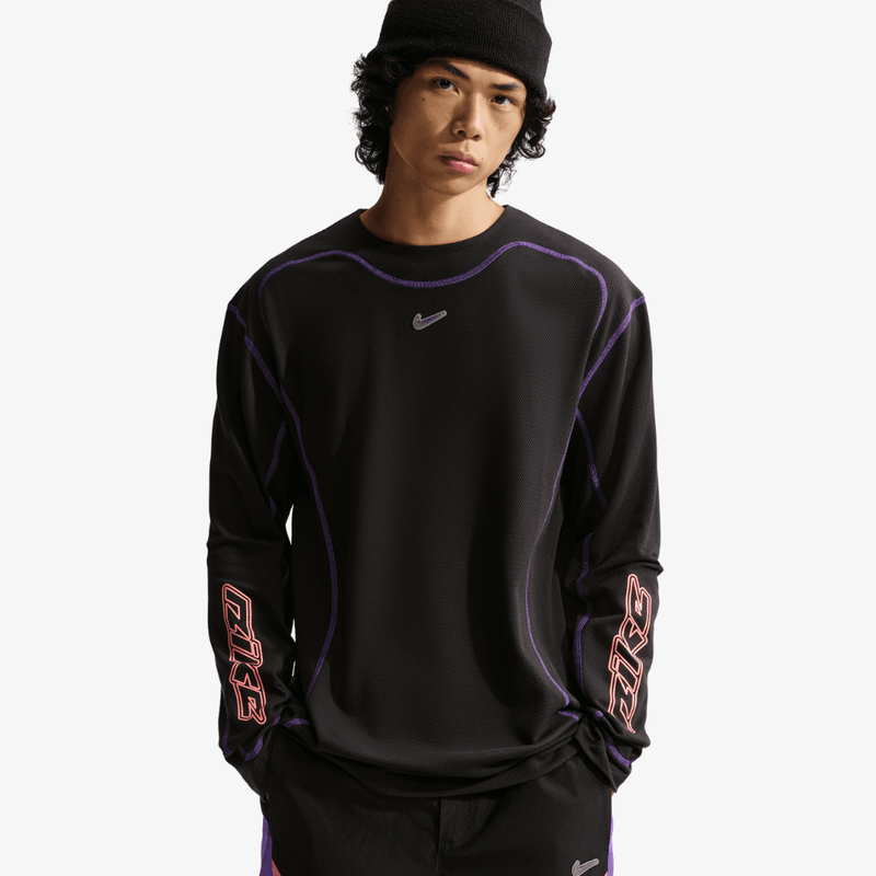 mens nike project f.r.o.g. bubble waffle l/s top (black/hyper grape/at ...