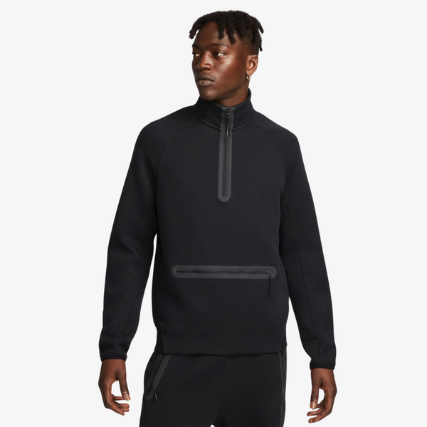 mens nike sportswear half zip tech fleece (black)