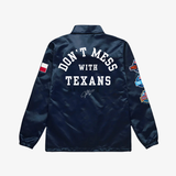 mens mitchell & ness x premiumgoods houston texans collared satin coaches jacket (navy)