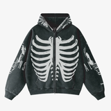mens huf x aliens facehugger washed hoodie (vintage black)