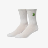 huf green buddy embroidered sock (white)