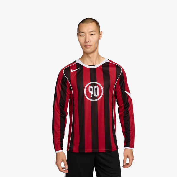 mens nike total 90 dri-fit l/s soccer jersey (gym red/white)