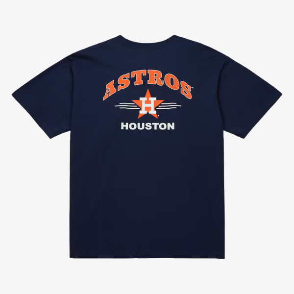 mens mitchell and astros double hit s/s pocket tee (navy)