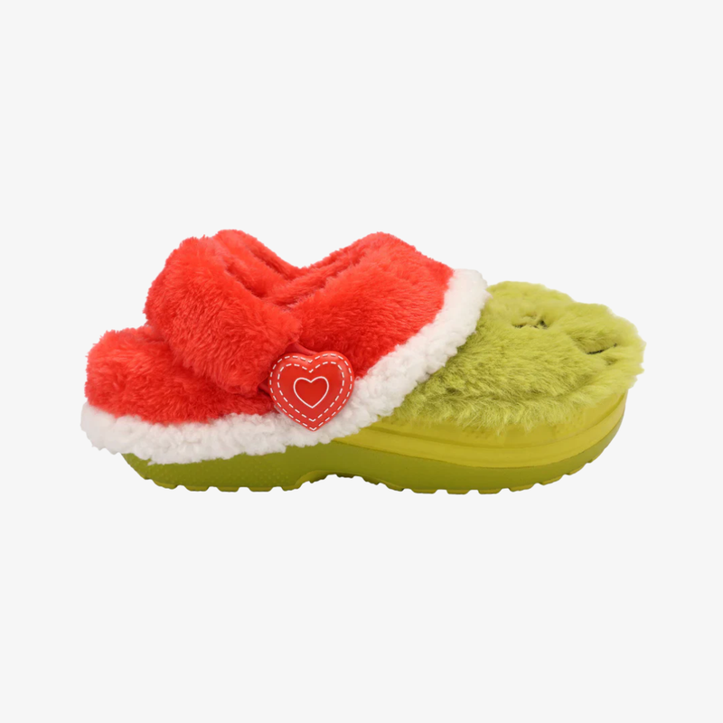 toddler crocs x the grinch classic lined clog (green/red)