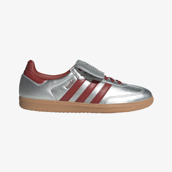 womens adidas samba lt (silver metallic/preloved ruby)