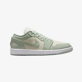 womens jordan 1 low se (sea foam/metallic silver)