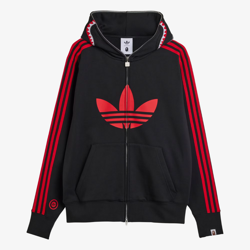 mens adidas x bape full zip shark hoodie (black)