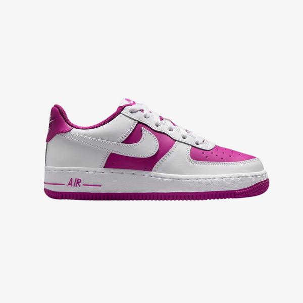 gradeschool nike air force 1 low (white/hot fuchsia)