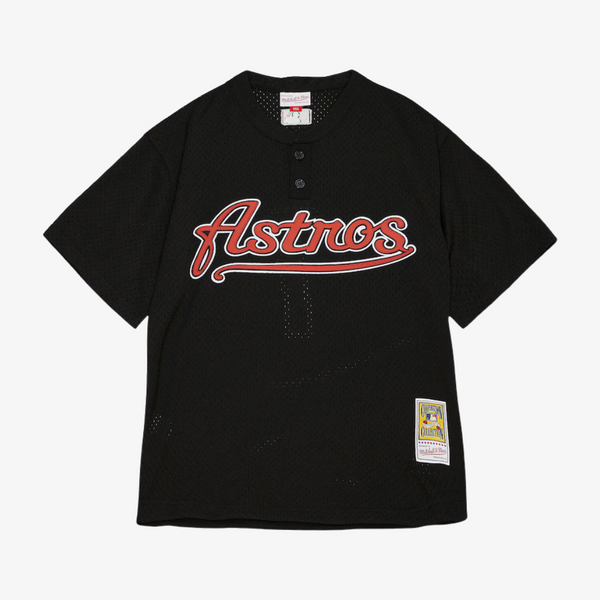 mens mitchell and ness lance berkman batting practice jersey (black/red)