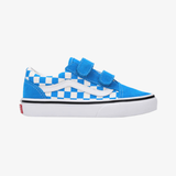 preschool vans old skool v (checkerboard bright azure blue)