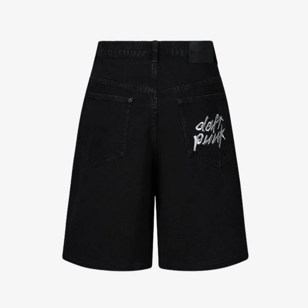 mens pleasures x daft punk lucky studded jorts (black)