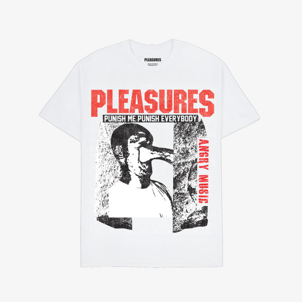 mens pleasures punish s/s tee (white)