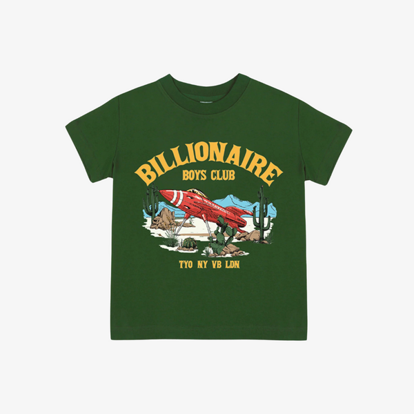 kids billionaire boys club desert rocket s/s tee (green)