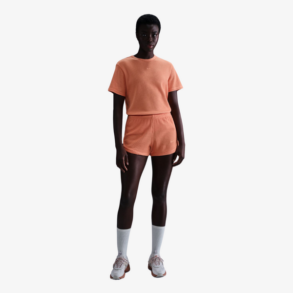womens nike sportswear chill waffle s/s top (orange)