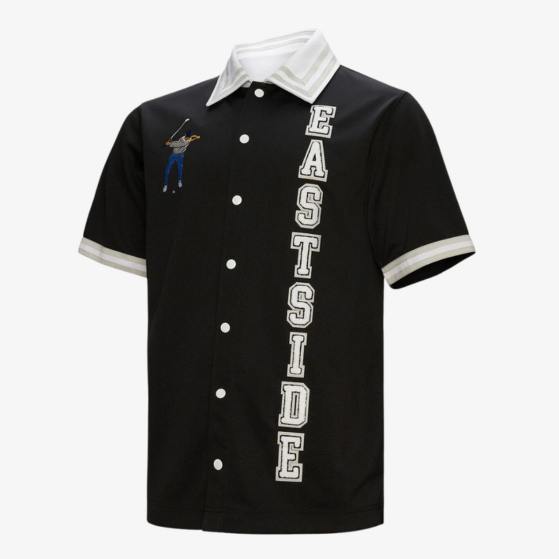 mens mitchell & ness x eastside golf shooting button up s/s (black)