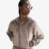 womens nike sportswear chill knit zip up (brown)