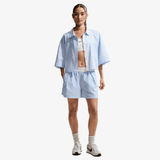 womens nike sportswear chill poplin oversized striped top (light photo blue)