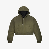 womens jordan x travis scott cropped zip up hoodie (cargo khaki)