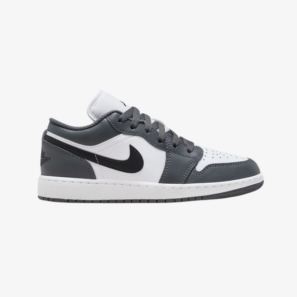 gradeschool jordan 1 low (white/black/iron grey)