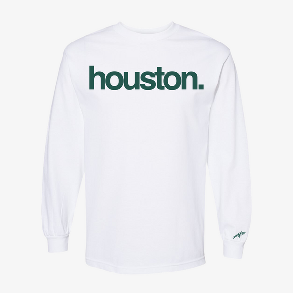 mens premiumgoods. houston. l/s tee (white/green)