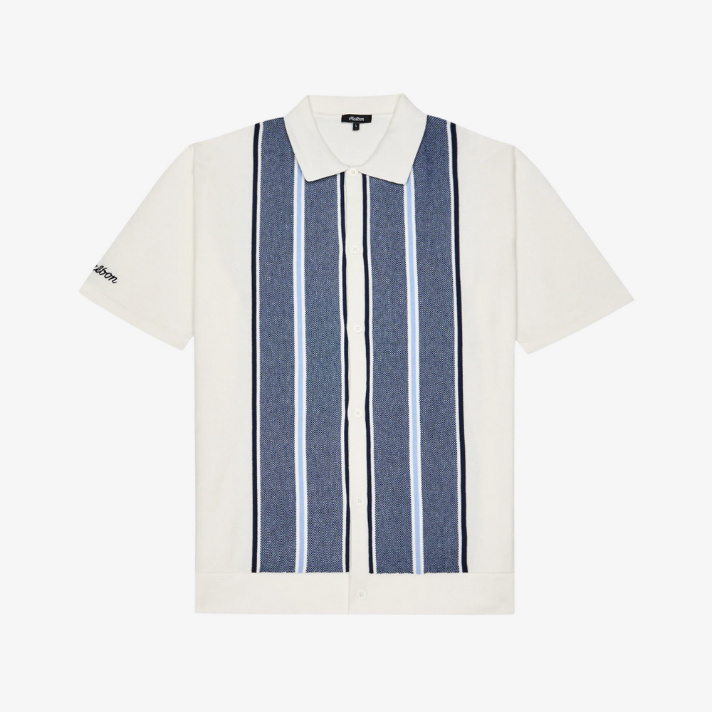 Tシャツ・カットソー Malbon Golf V-neck block piste BLUE MAN Tシャツ・カットソー Malbon Golf V-neck block piste BLUE MAN