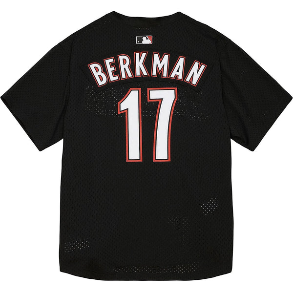 mens mitchell and ness lance berkman batting practice jersey (black/red)